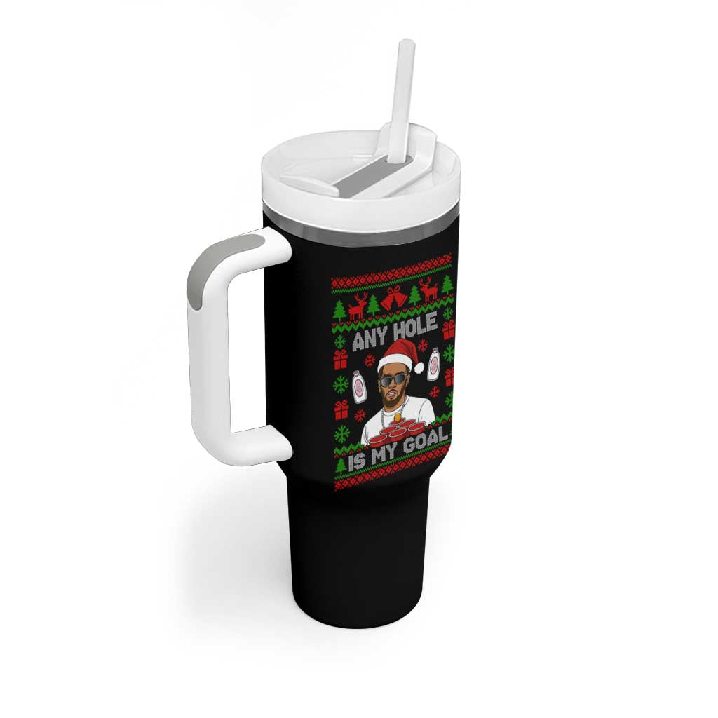 Funny Christmas Diddy Tumbler With Handle Embarrassing Any Hole is My Goal Dirty Ugly Xmas - Wonder Print Shop