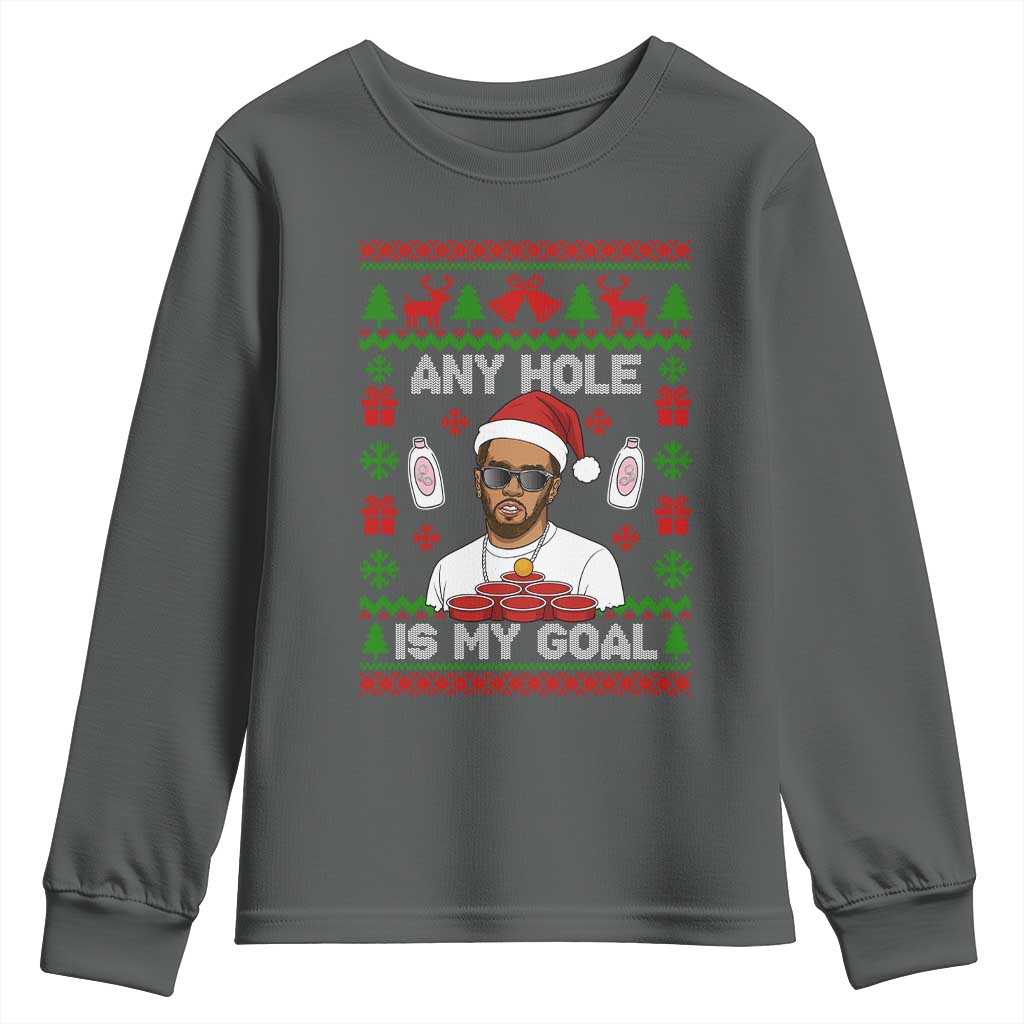 Funny Christmas Diddy Youth Sweatshirt Embarrassing Any Hole is My Goal Dirty Ugly Xmas - Wonder Print Shop