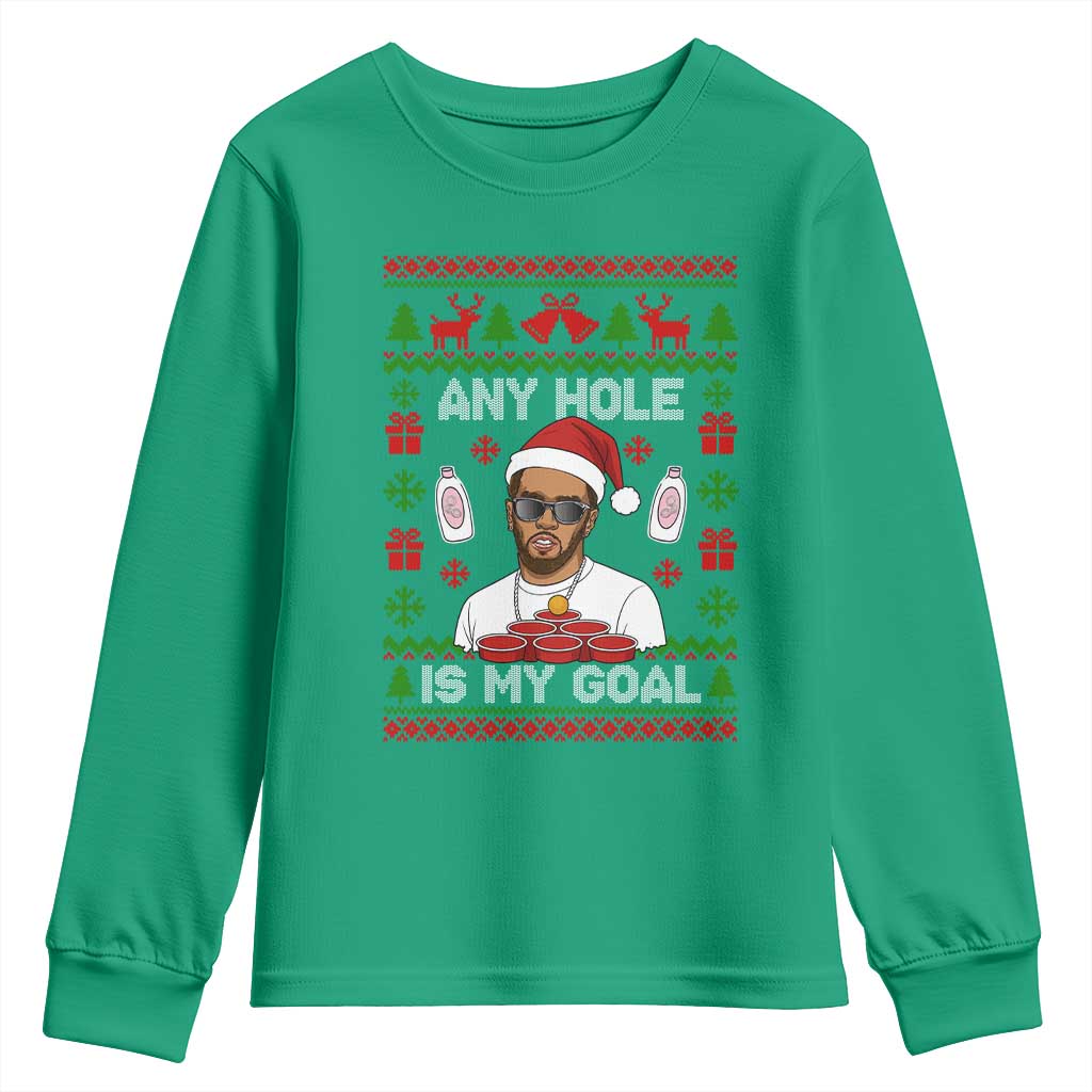 Funny Christmas Diddy Youth Sweatshirt Embarrassing Any Hole is My Goal Dirty Ugly Xmas - Wonder Print Shop