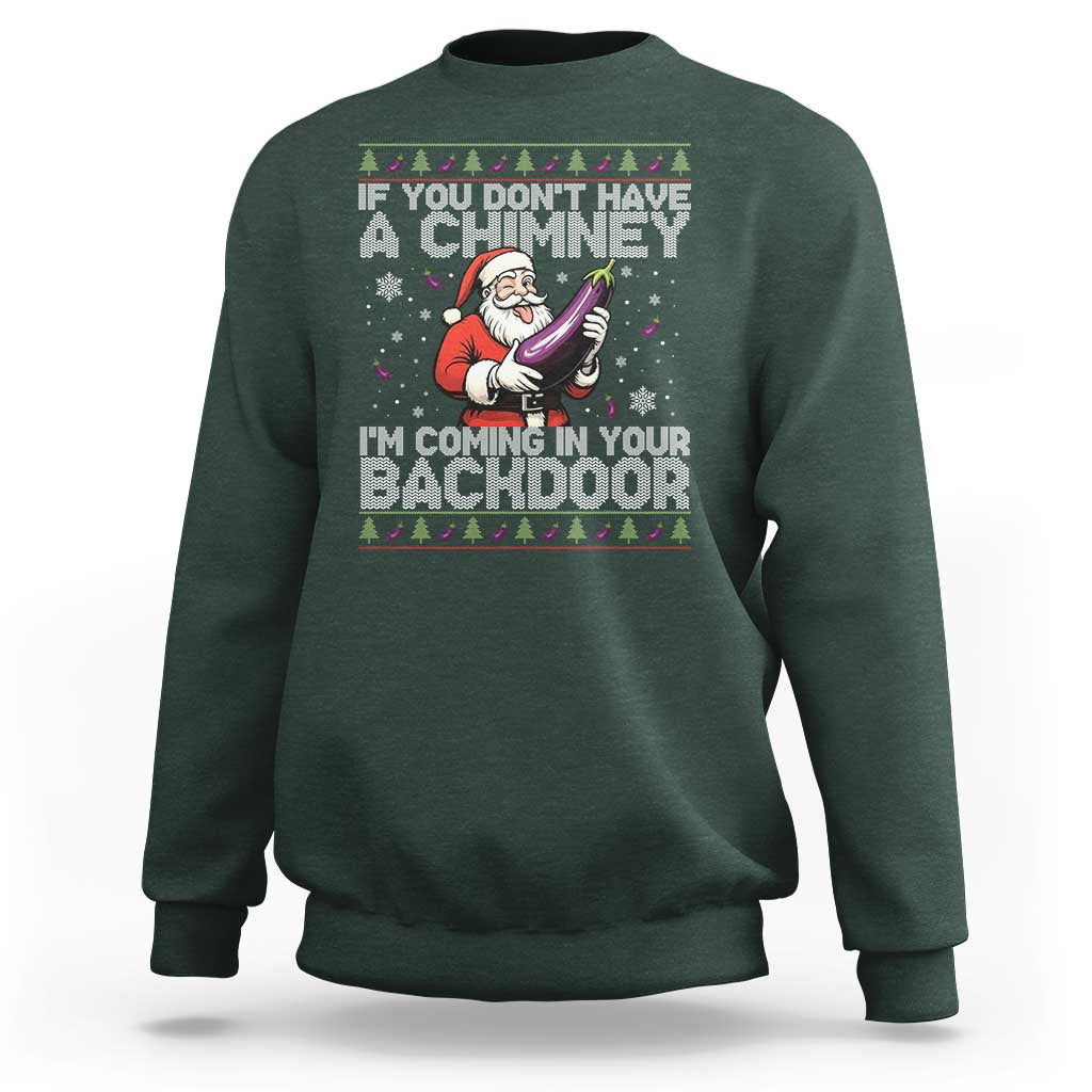 Funny Inappropriate Christmas Sweatshirt Santa If You Dont Have A Chimney Im Coming In Your Backdoor - Wonder Print Shop