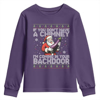 Funny Inappropriate Christmas Youth Sweatshirt Santa If You Dont Have A Chimney Im Coming In Your Backdoor - Wonder Print Shop