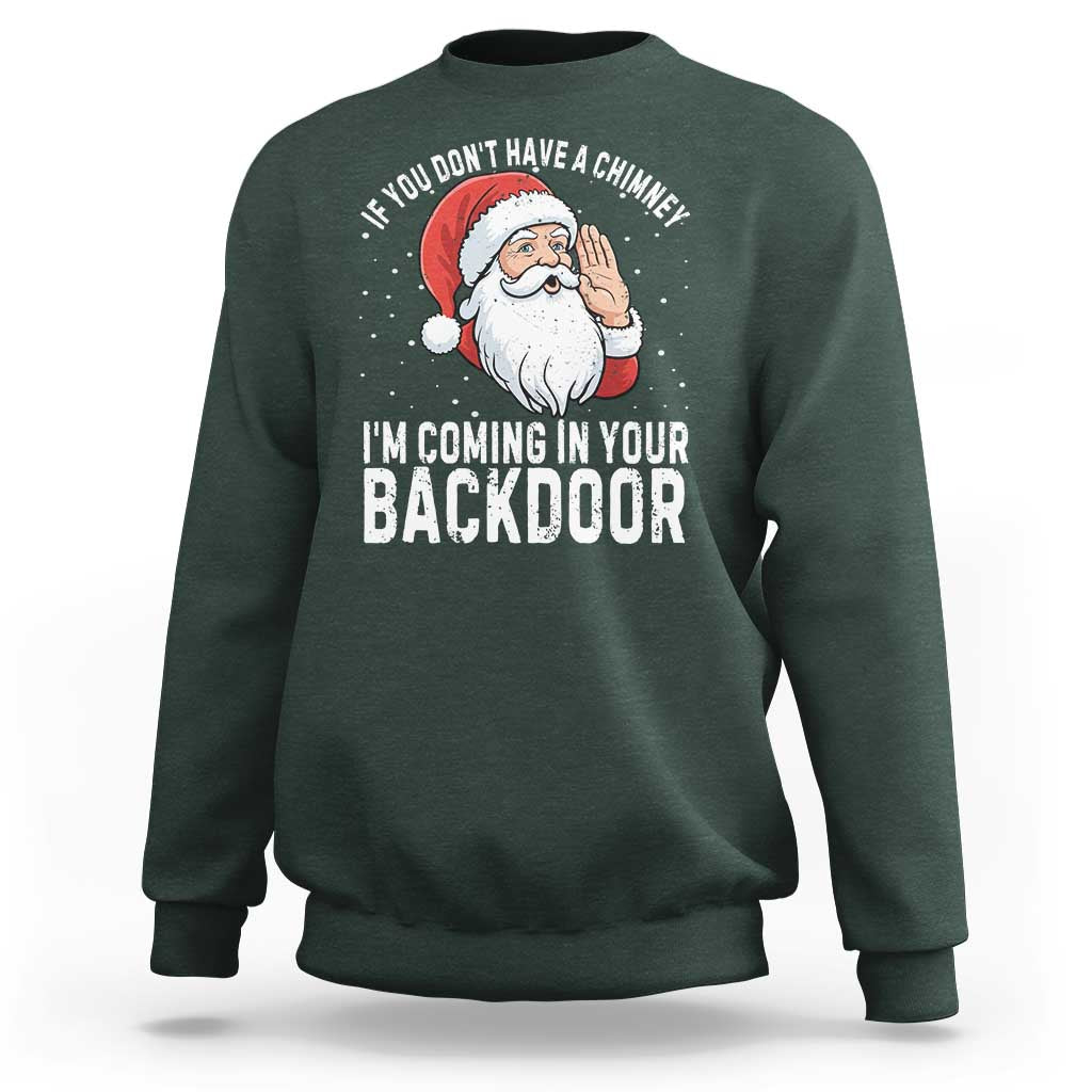 Funny Inappropriate Christmas Sweatshirt Adult Humor Santa If You Dont Have A Chimney Im Coming In Your Backdoor - Wonder Print Shop