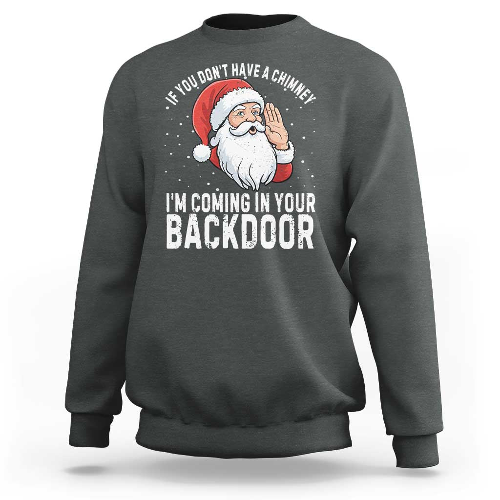 Funny Inappropriate Christmas Sweatshirt Adult Humor Santa If You Dont Have A Chimney Im Coming In Your Backdoor - Wonder Print Shop