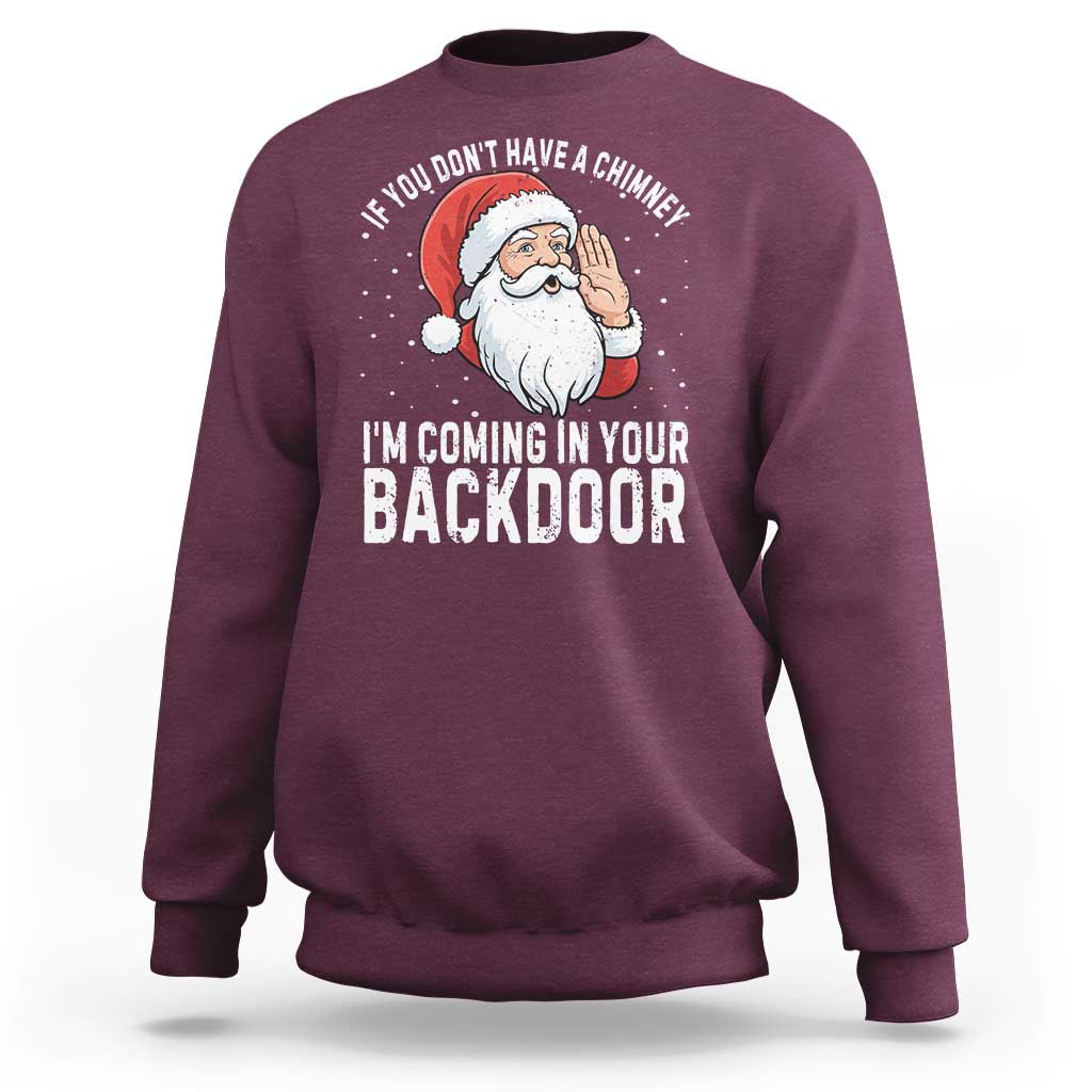 Funny Inappropriate Christmas Sweatshirt Adult Humor Santa If You Dont Have A Chimney Im Coming In Your Backdoor - Wonder Print Shop