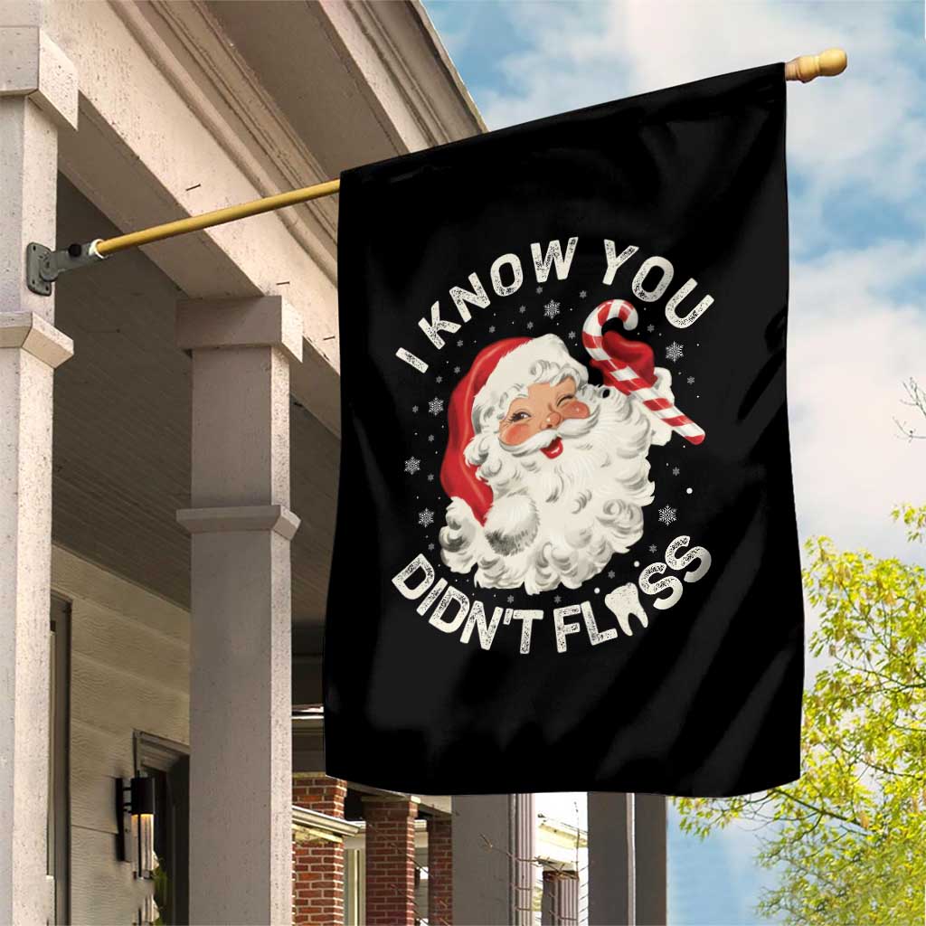 I Know You Didnt Floss Garden Flag Funny Dentist Christmas Santa Dental Hygiene - Wonder Print Shop