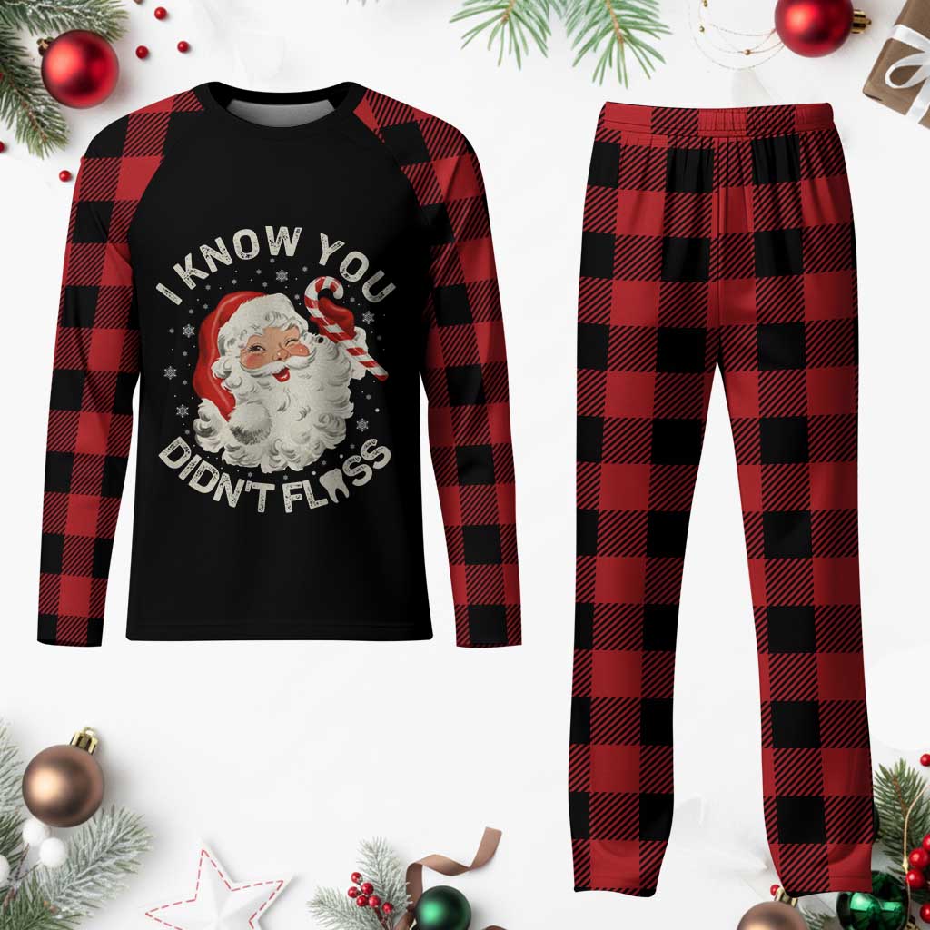 I Know You Didnt Floss Plaid Pajama Set Funny Dentist Christmas Santa Dental Hygiene - Wonder Print Shop