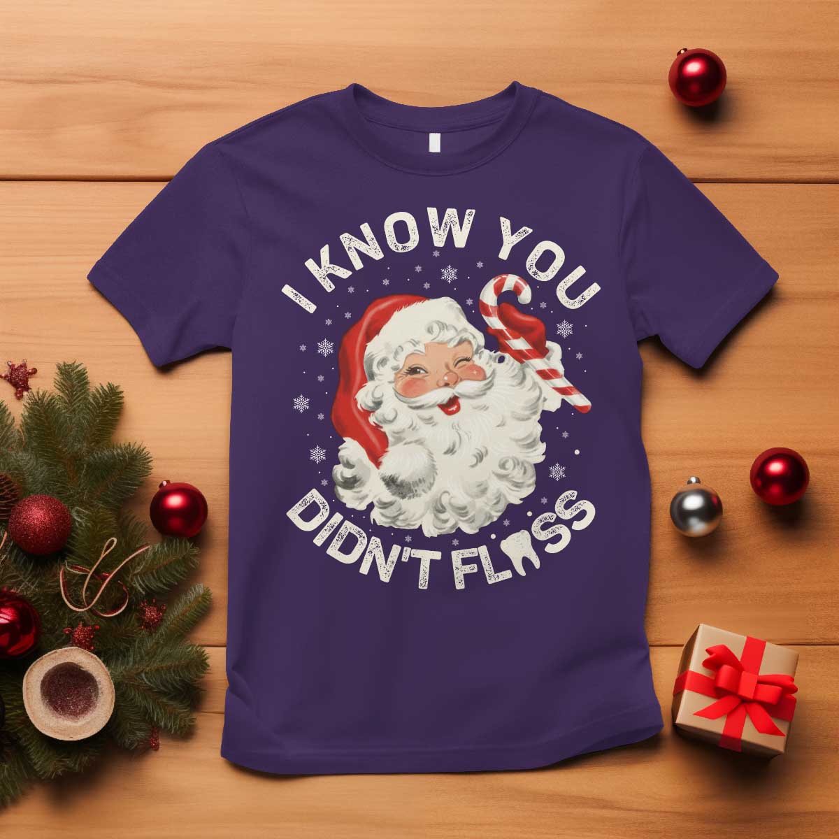I Know You Didnt Floss T Shirt Funny Dentist Christmas Santa Dental Hygiene - Wonder Print Shop
