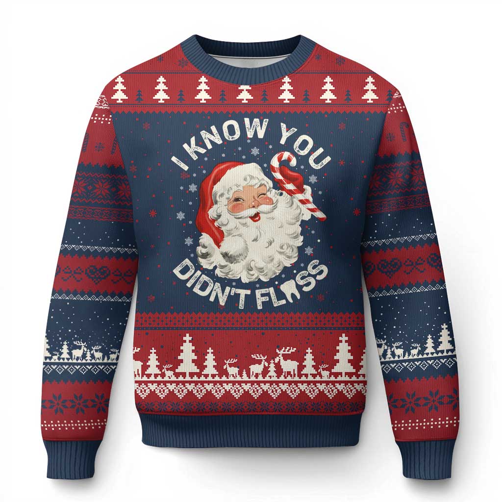 I Know You Didnt Floss Ugly Christmas Sweater Funny Dentist Christmas Santa Dental Hygiene - Wonder Print Shop