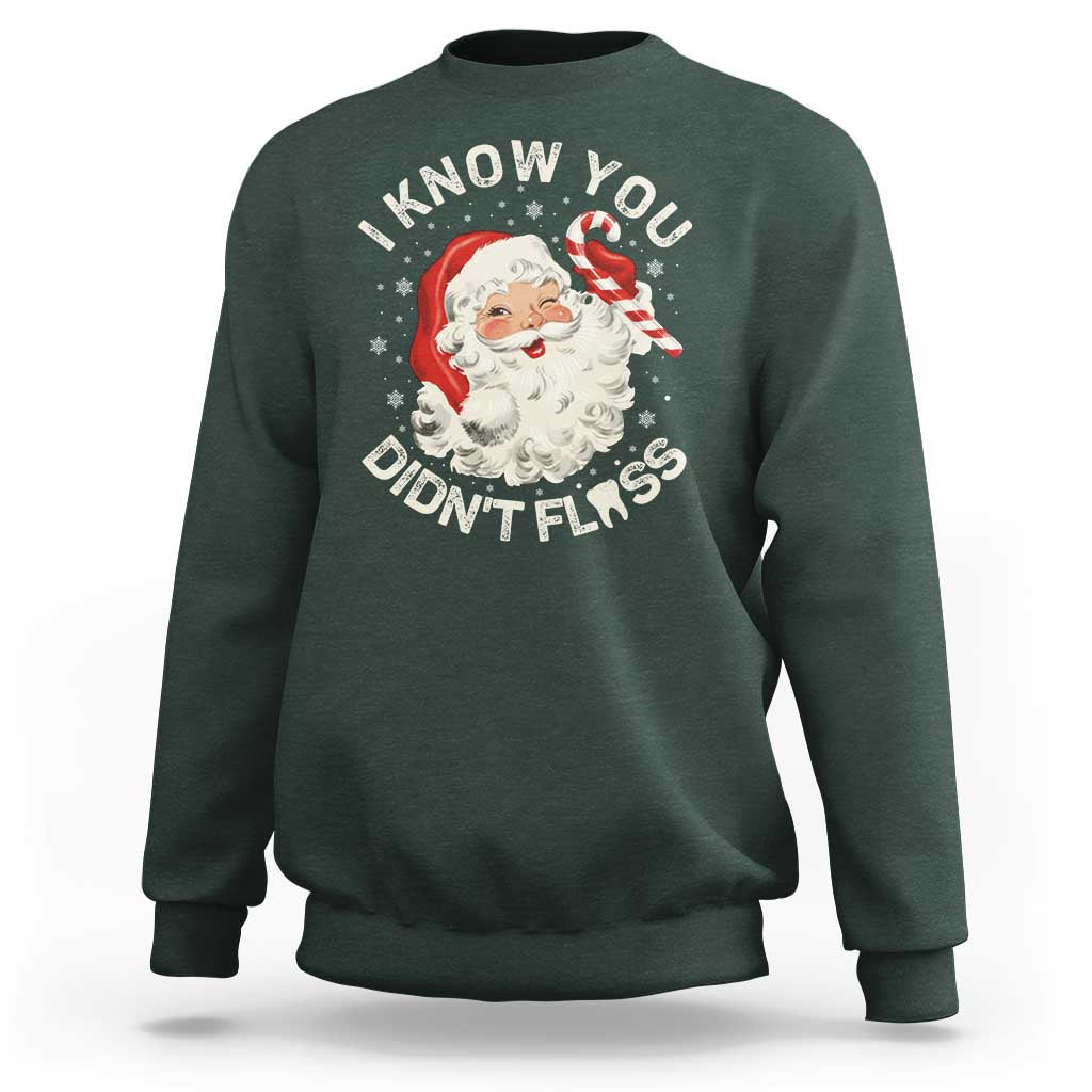 I Know You Didnt Floss Sweatshirt Funny Dentist Christmas Santa Dental Hygiene - Wonder Print Shop