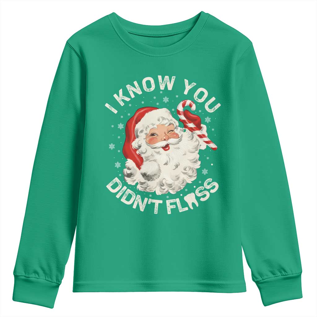 I Know You Didnt Floss Youth Sweatshirt Funny Dentist Christmas Santa Dental Hygiene - Wonder Print Shop
