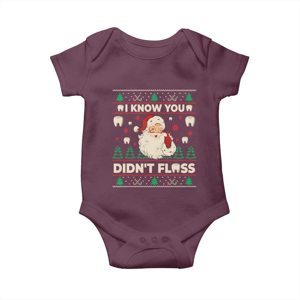 I Know You Didnt Floss Dentist Ugly Christmas Baby Onesie Funny Santa Dental Hygiene - Wonder Print Shop
