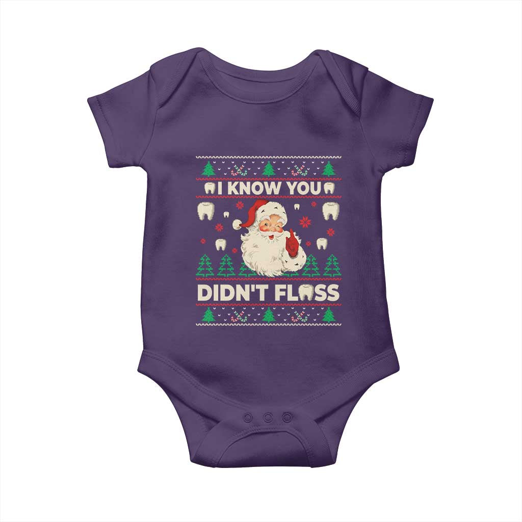 I Know You Didnt Floss Dentist Ugly Christmas Baby Onesie Funny Santa Dental Hygiene - Wonder Print Shop