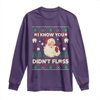 I Know You Didnt Floss Dentist Ugly Christmas Long Sleeve Shirt Funny Santa Dental Hygiene - Wonder Print Shop