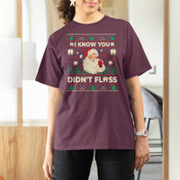 I Know You Didnt Floss Dentist Ugly Christmas T Shirt For Women Funny Santa Dental Hygiene - Wonder Print Shop