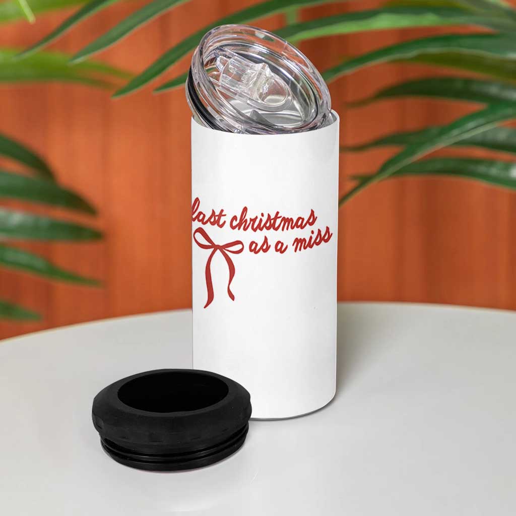 Last Christmas As A Miss 4 in 1 Can Cooler Tumbler Bride To Be Future Mrs Xmas Engaged Gift - Wonder Print Shop