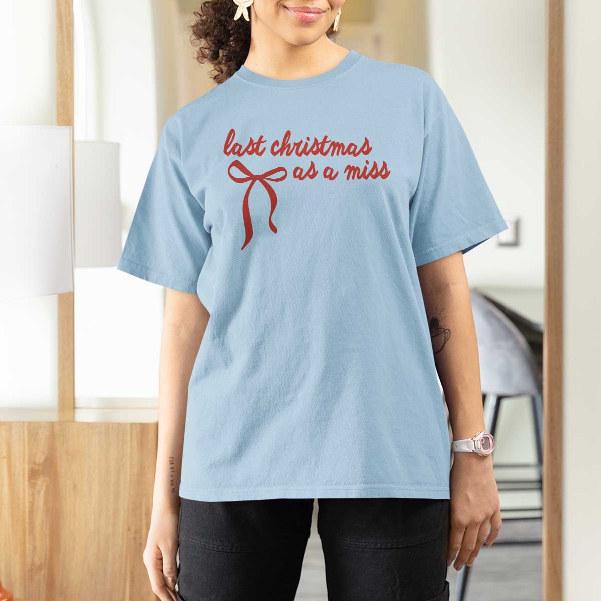 Last Christmas As A Miss T Shirt For Women Bride To Be Future Mrs Xmas Engaged Gift - Wonder Print Shop