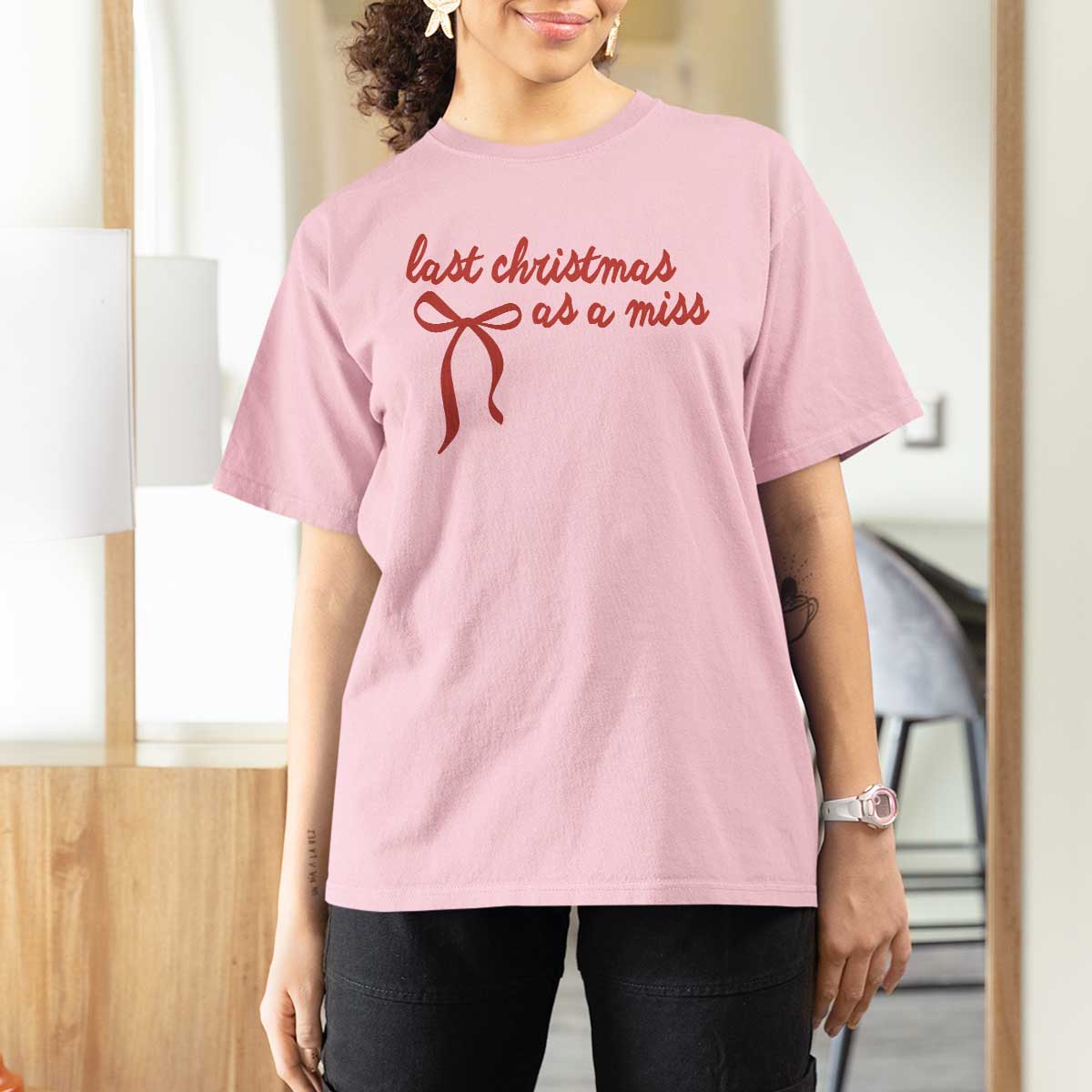 Last Christmas As A Miss T Shirt For Women Bride To Be Future Mrs Xmas Engaged Gift - Wonder Print Shop