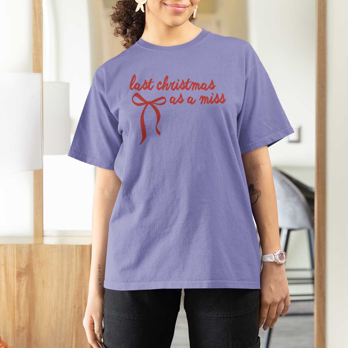 Last Christmas As A Miss T Shirt For Women Bride To Be Future Mrs Xmas Engaged Gift - Wonder Print Shop