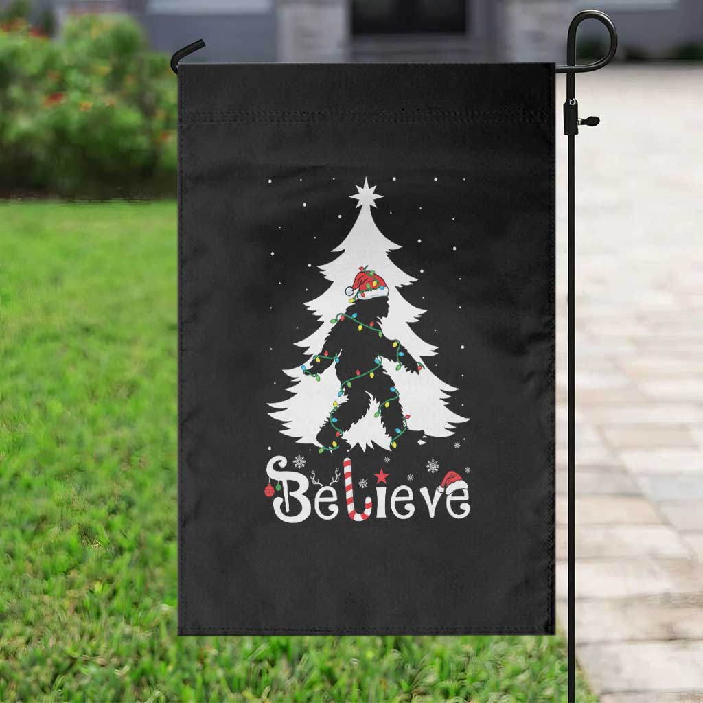 Bigfoot Christmas Garden Flag Santa Bigfoot Xmas Tree Funny Sasquatch Yeti - Wonder Print Shop