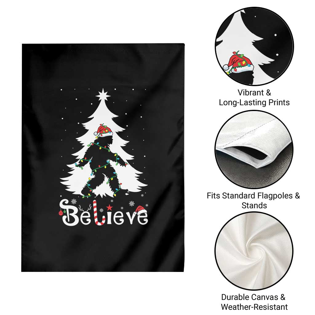 Bigfoot Christmas Garden Flag Santa Bigfoot Xmas Tree Funny Sasquatch Yeti - Wonder Print Shop