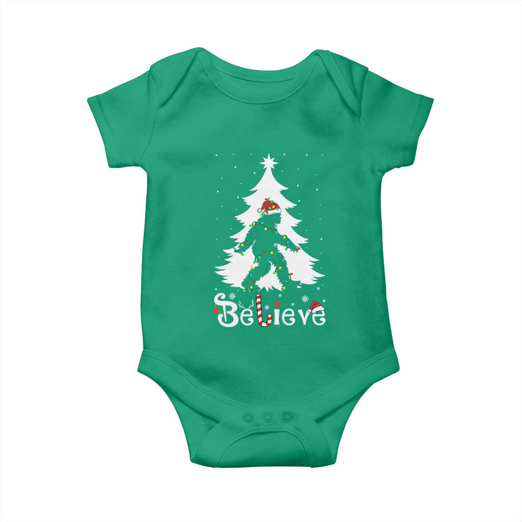 Bigfoot Christmas Baby Onesie Santa Bigfoot Xmas Tree Funny Sasquatch Yeti - Wonder Print Shop