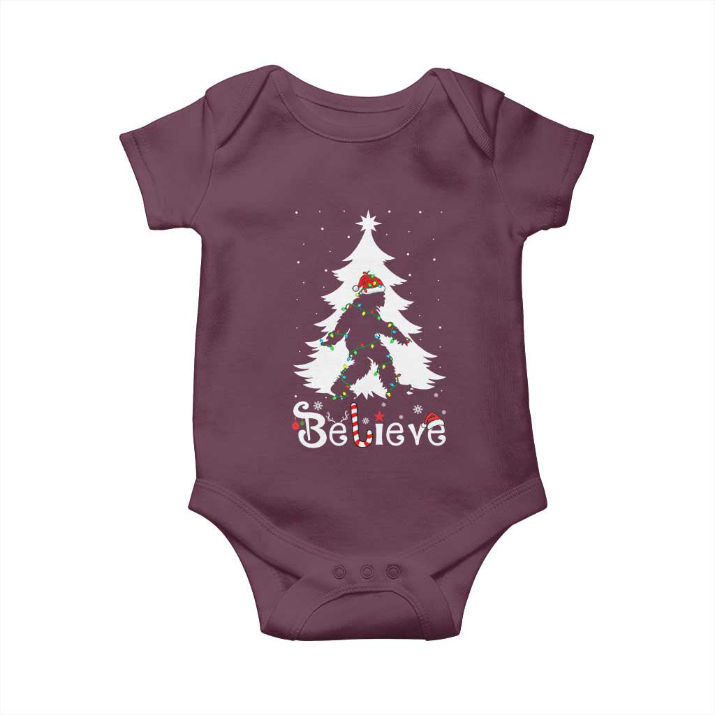 Bigfoot Christmas Baby Onesie Santa Bigfoot Xmas Tree Funny Sasquatch Yeti - Wonder Print Shop