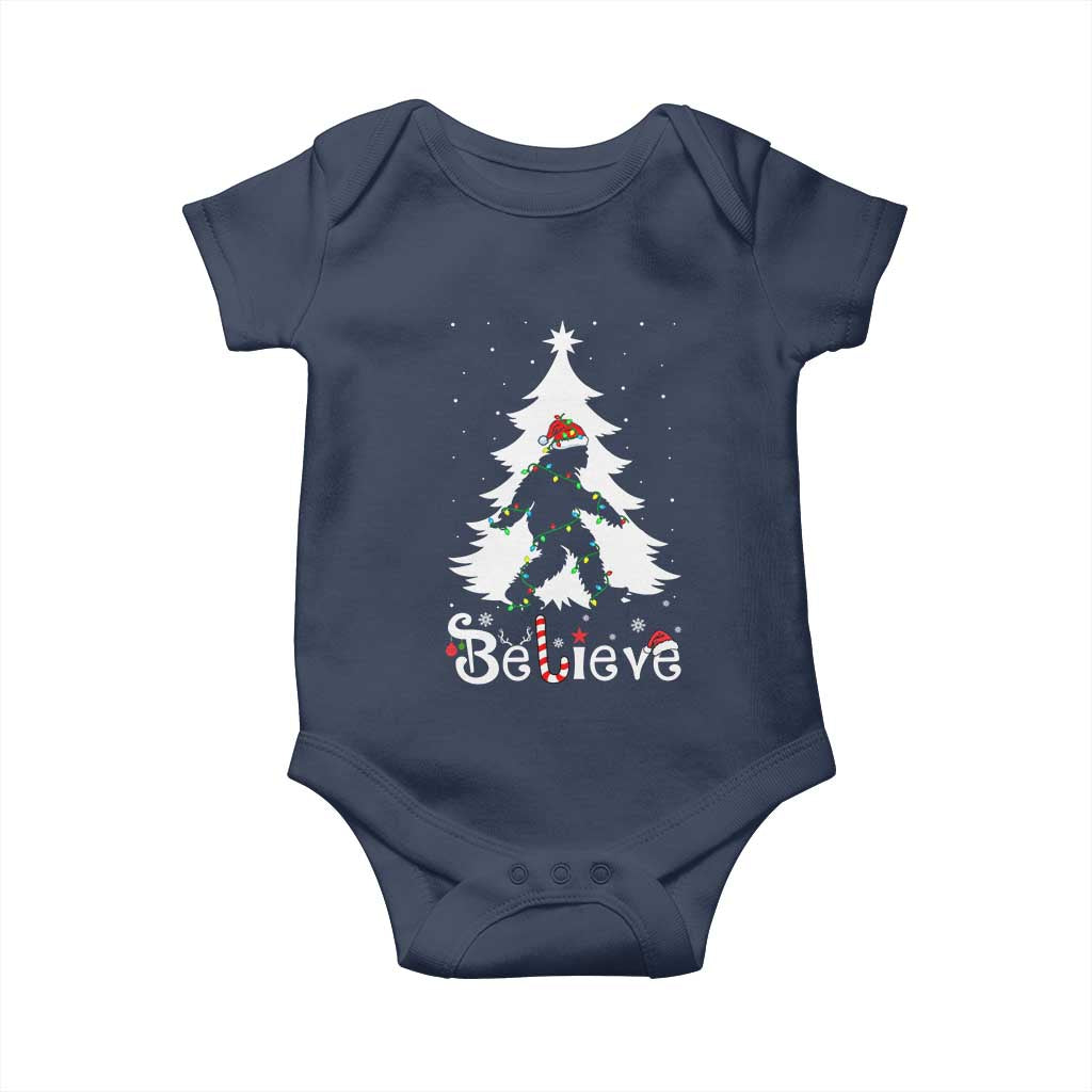 Bigfoot Christmas Baby Onesie Santa Bigfoot Xmas Tree Funny Sasquatch Yeti - Wonder Print Shop