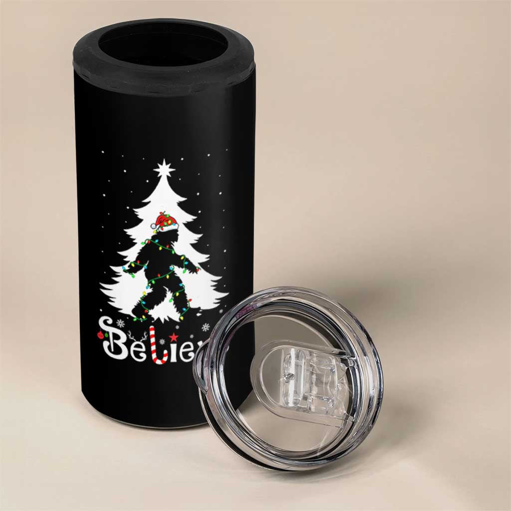 Bigfoot Christmas 4 in 1 Can Cooler Tumbler Santa Bigfoot Xmas Tree Funny Sasquatch Yeti - Wonder Print Shop