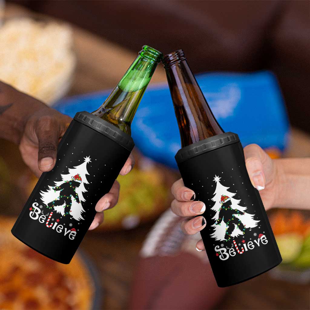 Bigfoot Christmas 4 in 1 Can Cooler Tumbler Santa Bigfoot Xmas Tree Funny Sasquatch Yeti - Wonder Print Shop
