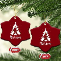 Bigfoot Christmas Ceramic Ornament Santa Bigfoot Xmas Tree Funny Sasquatch Yeti - Wonder Print Shop