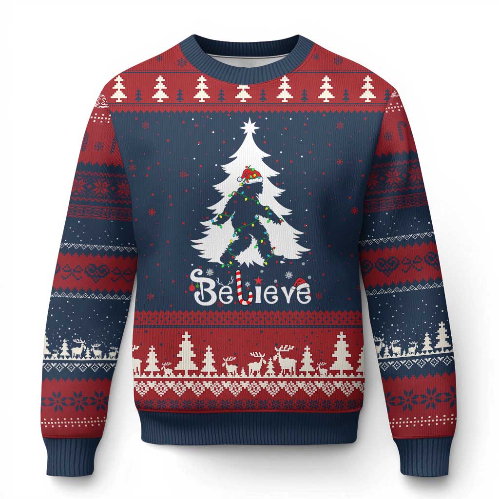 Bigfoot Xmas Ugly Christmas Sweater Santa Bigfoot Xmas Tree Funny Sasquatch Yeti - Wonder Print Shop
