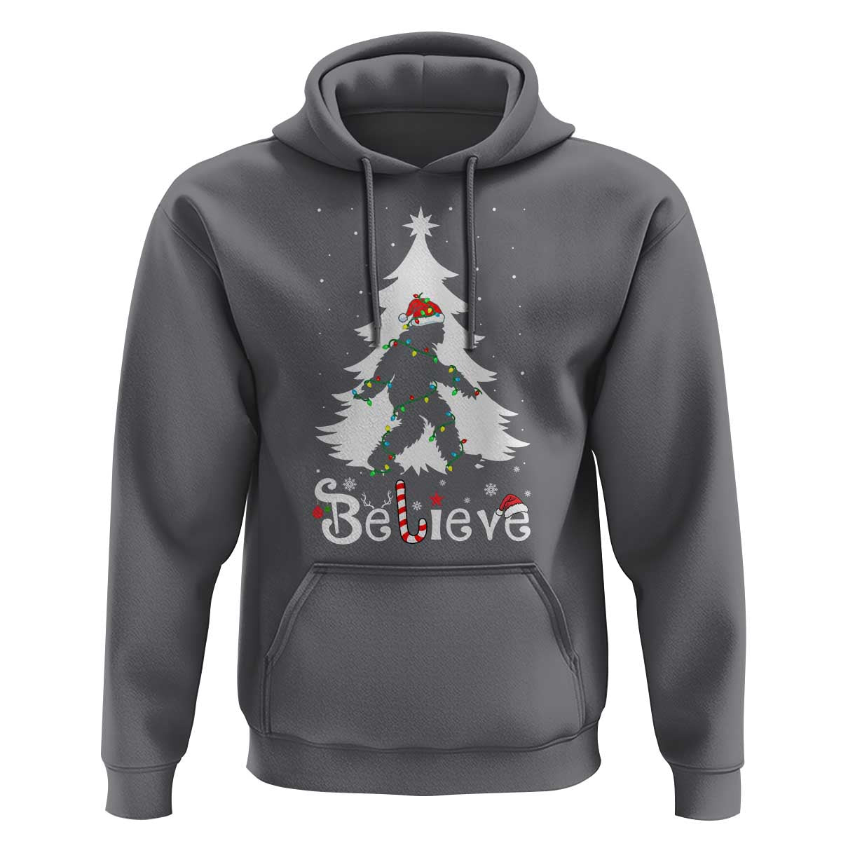 Bigfoot Christmas Hoodie Santa Bigfoot Xmas Tree Funny Sasquatch Yeti - Wonder Print Shop