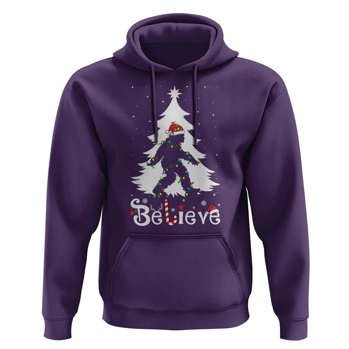 Bigfoot Christmas Hoodie Santa Bigfoot Xmas Tree Funny Sasquatch Yeti - Wonder Print Shop