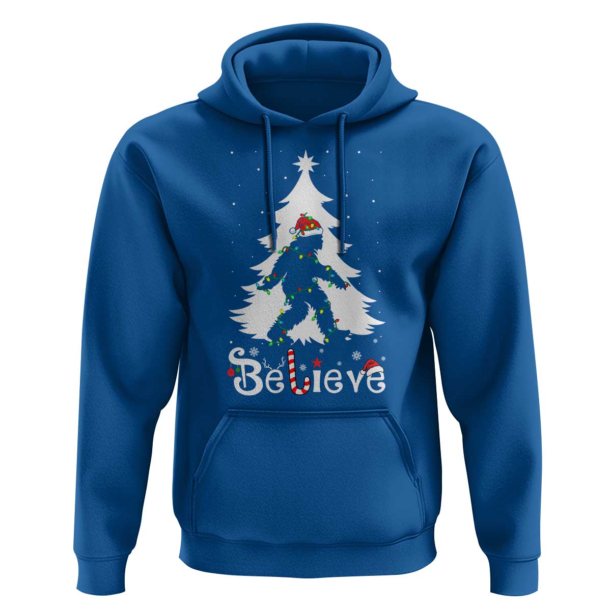 Bigfoot Christmas Hoodie Santa Bigfoot Xmas Tree Funny Sasquatch Yeti - Wonder Print Shop