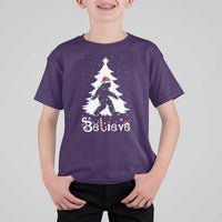 Bigfoot Christmas T Shirt For Kid Santa Bigfoot Xmas Tree Funny Sasquatch Yeti - Wonder Print Shop