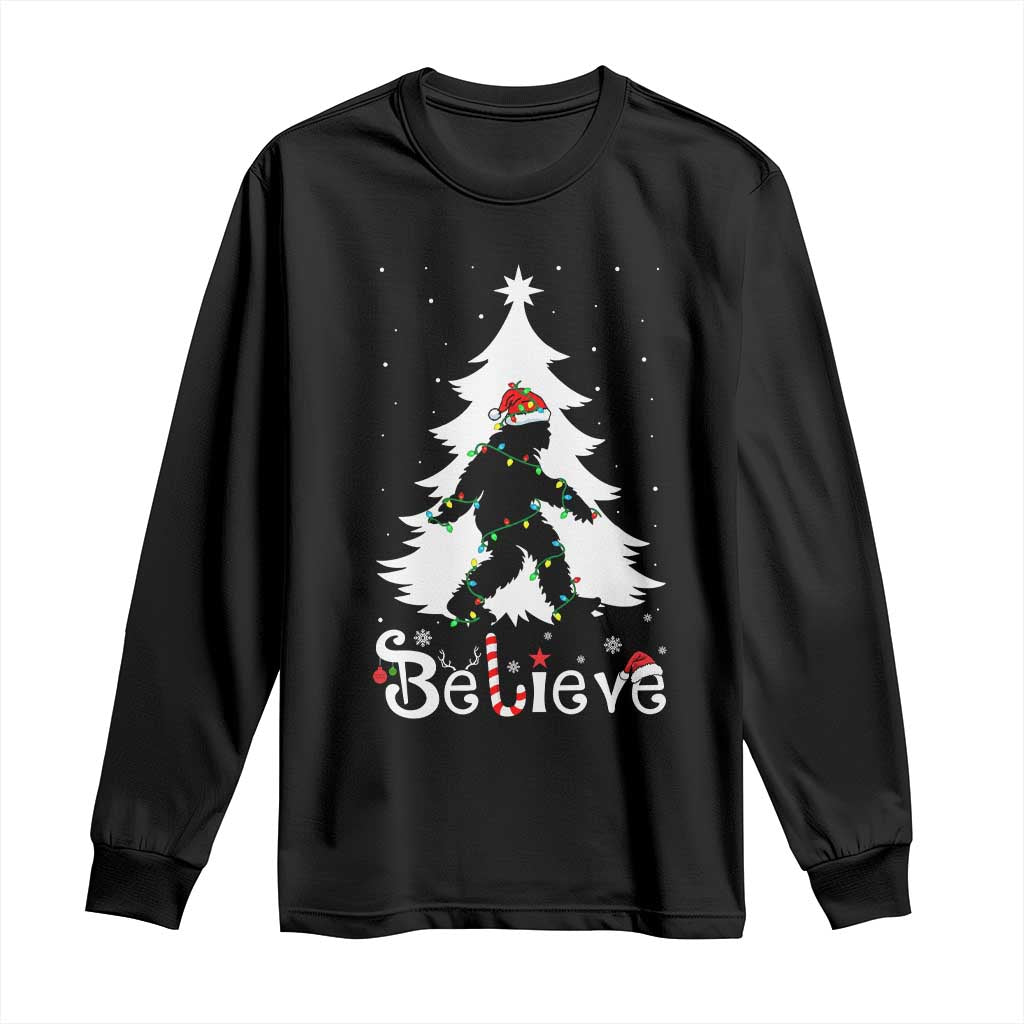 Bigfoot Christmas Long Sleeve Shirt Santa Bigfoot Xmas Tree Funny Sasquatch Yeti - Wonder Print Shop