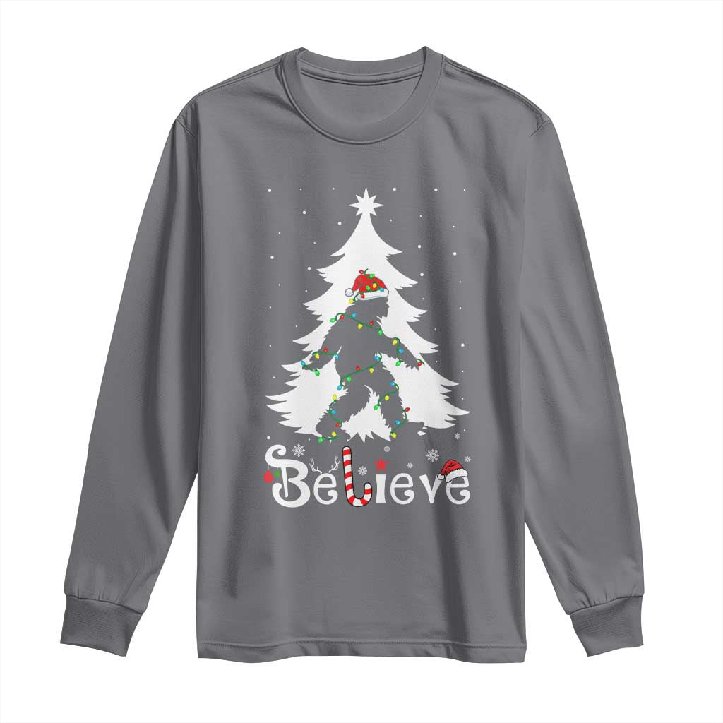 Bigfoot Christmas Long Sleeve Shirt Santa Bigfoot Xmas Tree Funny Sasquatch Yeti - Wonder Print Shop