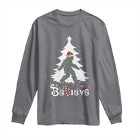 Bigfoot Christmas Long Sleeve Shirt Santa Bigfoot Xmas Tree Funny Sasquatch Yeti - Wonder Print Shop