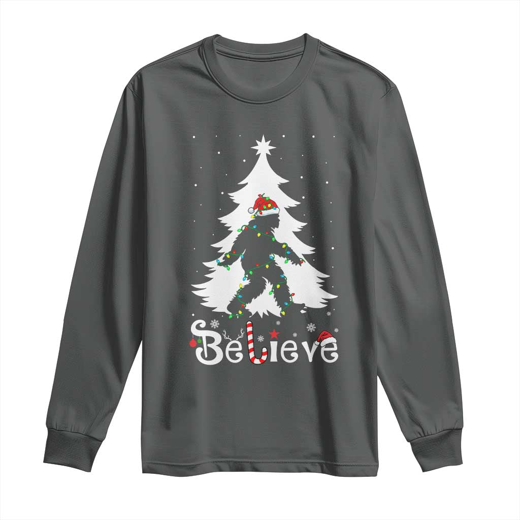 Bigfoot Christmas Long Sleeve Shirt Santa Bigfoot Xmas Tree Funny Sasquatch Yeti - Wonder Print Shop