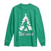 Bigfoot Christmas Long Sleeve Shirt Santa Bigfoot Xmas Tree Funny Sasquatch Yeti - Wonder Print Shop