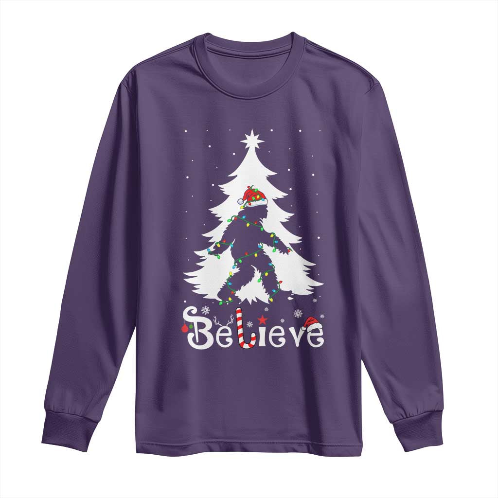 Bigfoot Christmas Long Sleeve Shirt Santa Bigfoot Xmas Tree Funny Sasquatch Yeti - Wonder Print Shop
