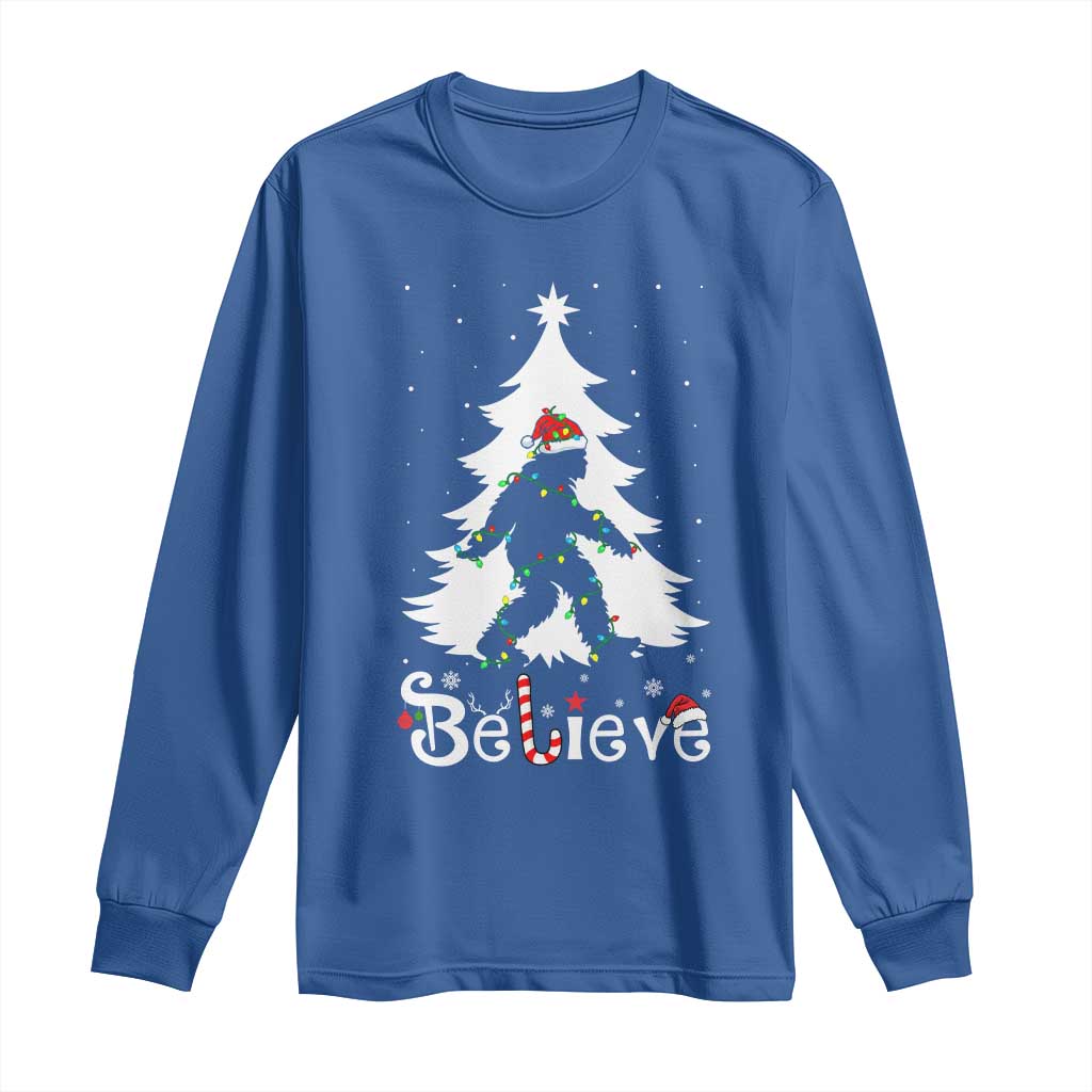 Bigfoot Christmas Long Sleeve Shirt Santa Bigfoot Xmas Tree Funny Sasquatch Yeti - Wonder Print Shop