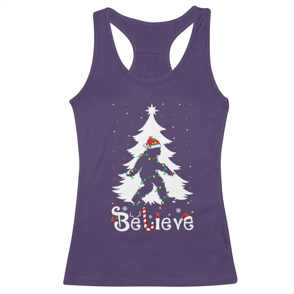 Bigfoot Christmas Racerback Tank Top Santa Bigfoot Xmas Tree Funny Sasquatch Yeti - Wonder Print Shop