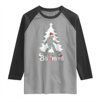 Bigfoot Christmas Raglan Shirt Santa Bigfoot Xmas Tree Funny Sasquatch Yeti - Wonder Print Shop