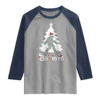 Bigfoot Christmas Raglan Shirt Santa Bigfoot Xmas Tree Funny Sasquatch Yeti - Wonder Print Shop