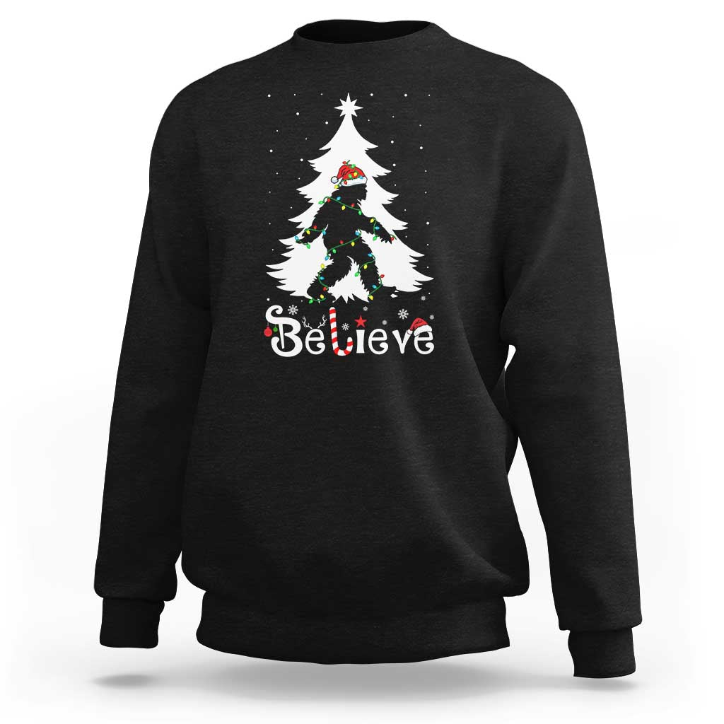 Bigfoot Christmas Sweatshirt Santa Bigfoot Xmas Tree Funny Sasquatch Yeti - Wonder Print Shop
