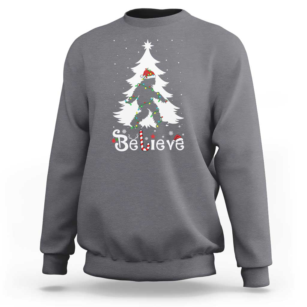 Bigfoot Christmas Sweatshirt Santa Bigfoot Xmas Tree Funny Sasquatch Yeti - Wonder Print Shop