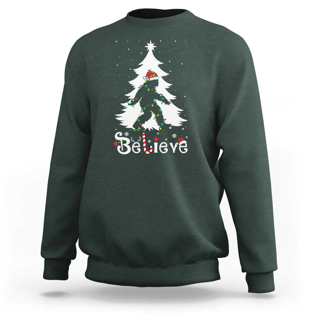 Bigfoot Christmas Sweatshirt Santa Bigfoot Xmas Tree Funny Sasquatch Yeti - Wonder Print Shop