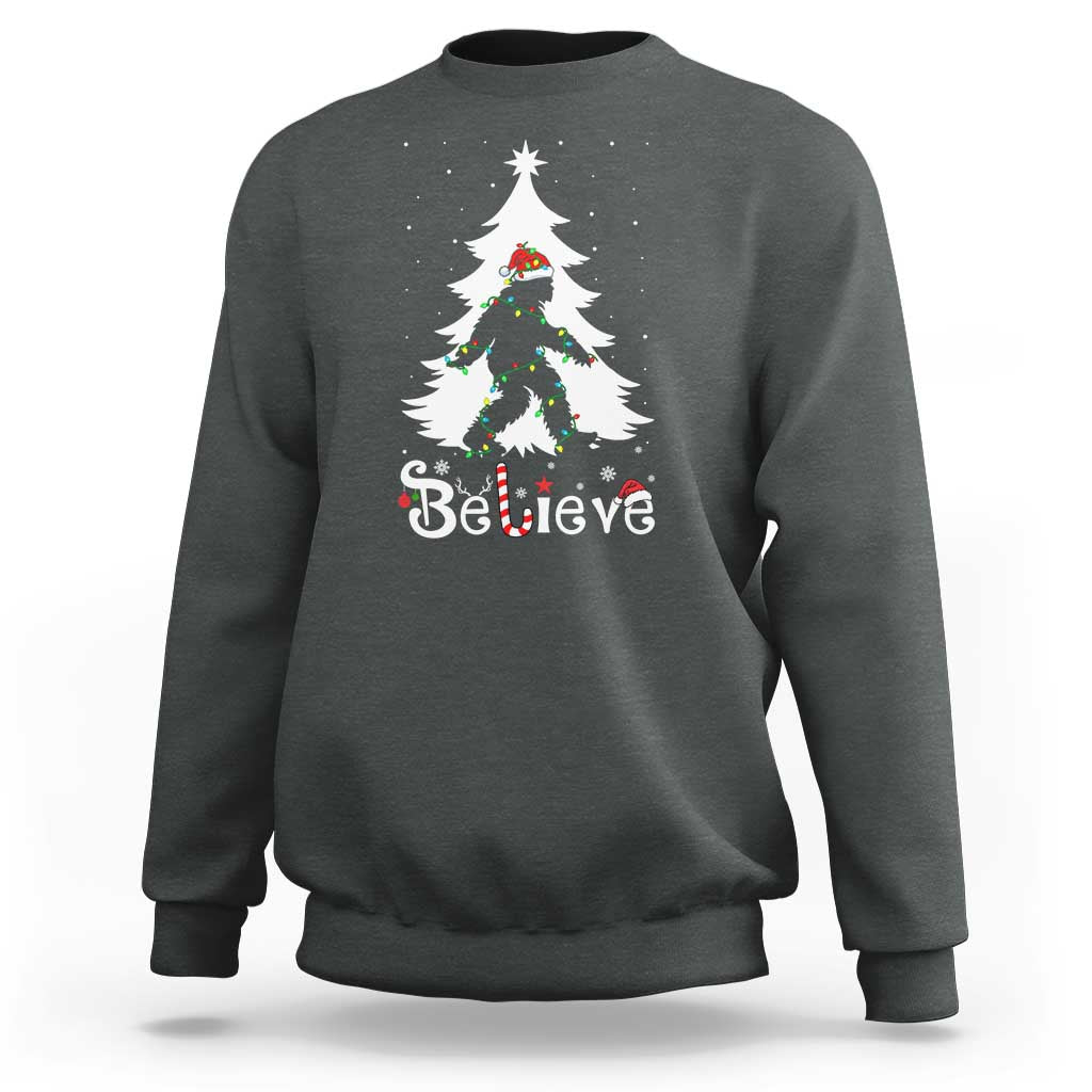 Bigfoot Christmas Sweatshirt Santa Bigfoot Xmas Tree Funny Sasquatch Yeti - Wonder Print Shop