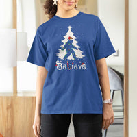 Bigfoot Christmas T Shirt For Women Santa Bigfoot Xmas Tree Funny Sasquatch Yeti - Wonder Print Shop